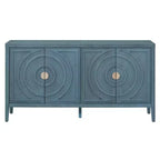 Hostack Buffet Credenza con Ante Scanalate Circolari e Maniglie Rotonde per Sala da Pranzo e Soggiorno, Blu Antico