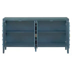 Hostack Buffet Credenza con Ante Scanalate Circolari e Maniglie Rotonde per Sala da Pranzo e Soggiorno, Blu Antico