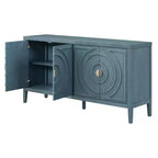 Hostack Buffet Credenza con Ante Scanalate Circolari e Maniglie Rotonde per Sala da Pranzo e Soggiorno, Blu Antico