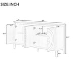 Hostack Buffet Credenza con Ante Scanalate Circolari e Maniglie Rotonde per Sala da Pranzo e Soggiorno, Blu Antico