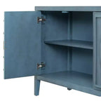Hostack Buffet Credenza con Ante Scanalate Circolari e Maniglie Rotonde per Sala da Pranzo e Soggiorno, Blu Antico