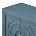 Hostack Buffet Credenza con Ante Scanalate Circolari e Maniglie Rotonde per Sala da Pranzo e Soggiorno, Blu Antico