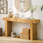 63 Solid Wood Console Table, Rustic Farmhouse Sofa Table, Narrow Hallway Table Accent Table, Natural - ModernLuxe