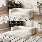 Convertible Sleeper Sofa Bed, 78 Boneless Couch with Fixed-Shape Frame, Corduroy Loveseat Floor Sofa, Folding Mattress Couch for Living Room
