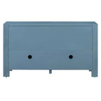 Hostack Credenza/Buffet a 4 Ante Stile Rustico con Ripiani Regolabili per Sala da Pranzo e Cucina, Blu Navy