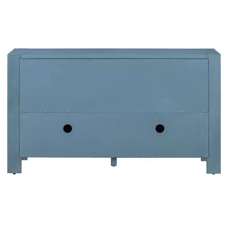 Hostack Credenza/Buffet a 4 Ante Stile Rustico con Ripiani Regolabili per Sala da Pranzo e Cucina, Blu Navy
