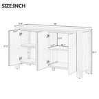 Hostack Credenza/Buffet a 4 Ante Stile Rustico con Ripiani Regolabili per Sala da Pranzo e Cucina, Blu Navy