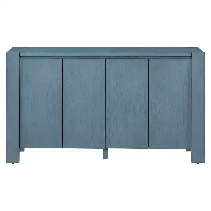 Hostack Credenza/Buffet a 4 Ante Stile Rustico con Ripiani Regolabili per Sala da Pranzo e Cucina, Blu Navy