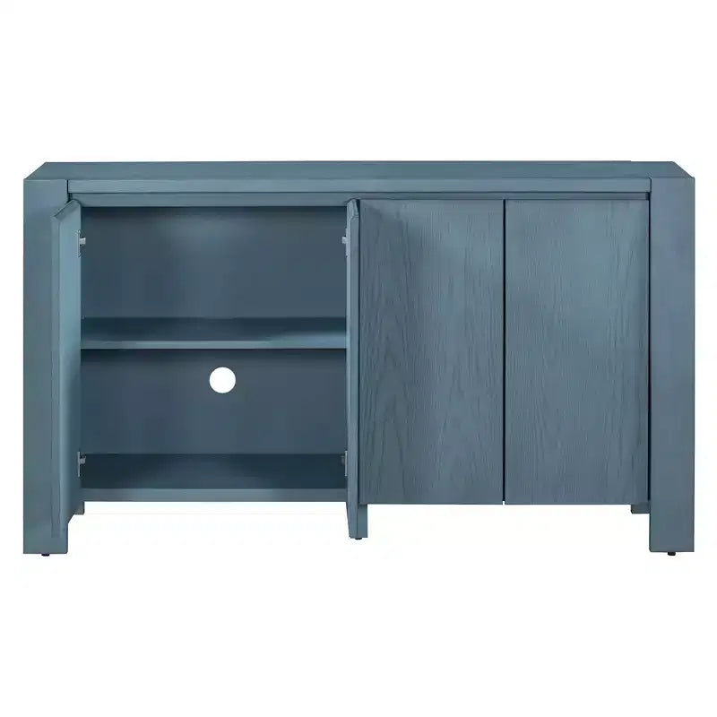 Hostack Credenza/Buffet a 4 Ante Stile Rustico con Ripiani Regolabili per Sala da Pranzo e Cucina, Blu Navy