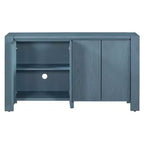 Hostack Credenza/Buffet a 4 Ante Stile Rustico con Ripiani Regolabili per Sala da Pranzo e Cucina, Blu Navy
