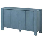 Hostack Credenza/Buffet a 4 Ante Stile Rustico con Ripiani Regolabili per Sala da Pranzo e Cucina, Blu Navy