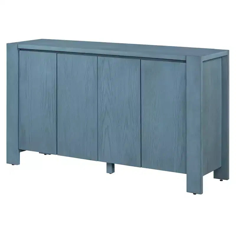 Hostack Credenza/Buffet a 4 Ante Stile Rustico con Ripiani Regolabili per Sala da Pranzo e Cucina, Blu Navy