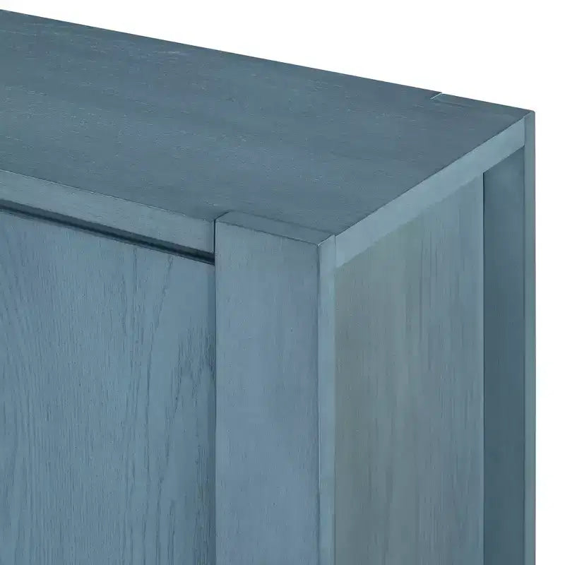 Hostack Credenza/Buffet a 4 Ante Stile Rustico con Ripiani Regolabili per Sala da Pranzo e Cucina, Blu Navy