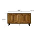 ModernLuxe Madia Credenza con 4 Ante, Tavolo Consolle in Legno con Ripiano Regolabile, Marrone - ModernLuxe