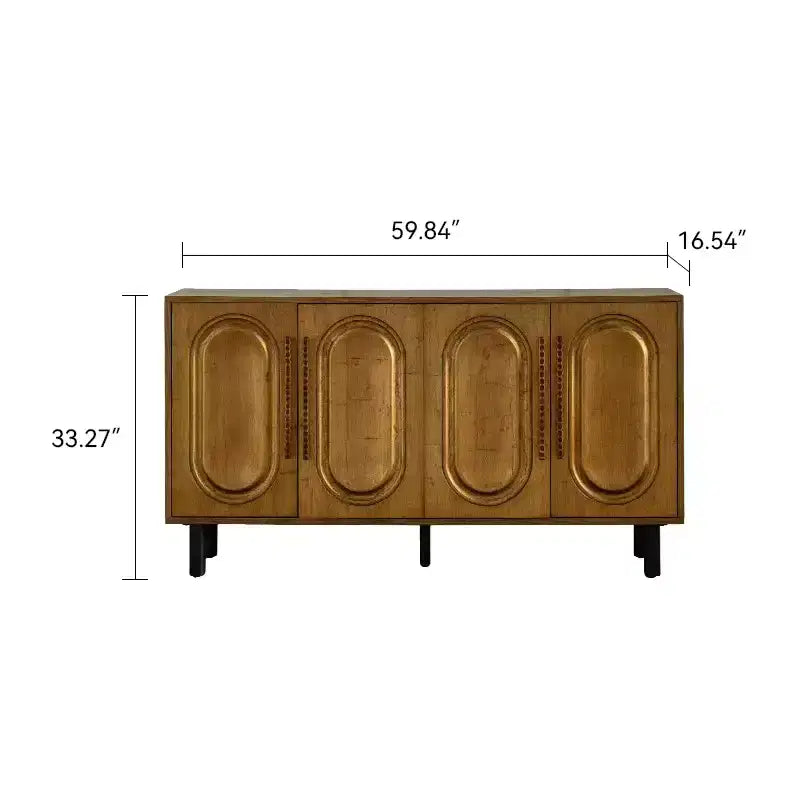 ModernLuxe Madia Credenza con 4 Ante, Tavolo Consolle in Legno con Ripiano Regolabile, Marrone - ModernLuxe