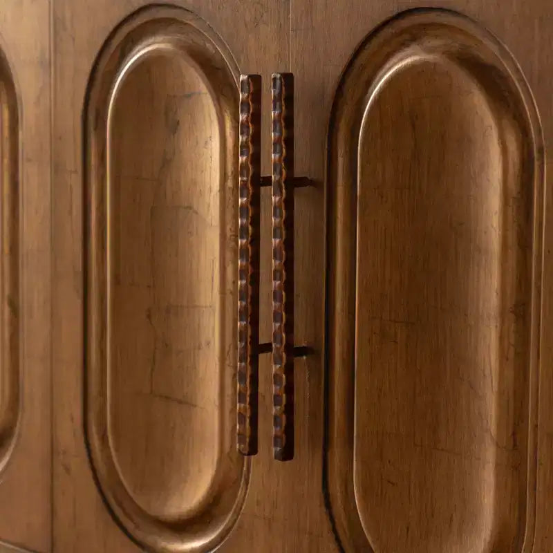 ModernLuxe Madia Credenza con 4 Ante, Tavolo Consolle in Legno con Ripiano Regolabile, Marrone - ModernLuxe