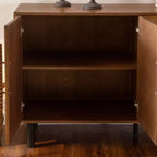 ModernLuxe Madia Credenza con 4 Ante, Tavolo Consolle in Legno con Ripiano Regolabile, Marrone - ModernLuxe