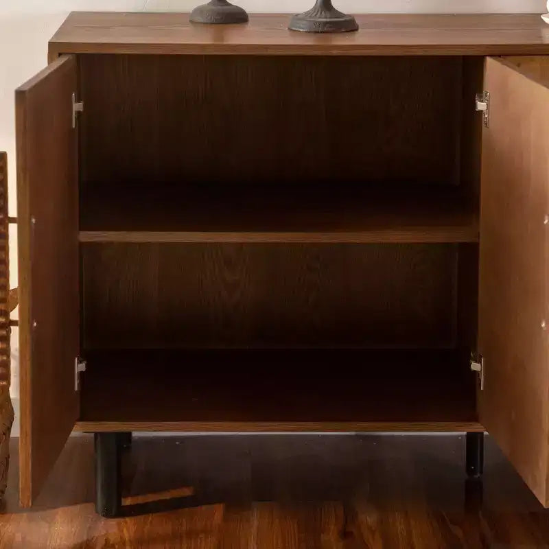 ModernLuxe Madia Credenza con 4 Ante, Tavolo Consolle in Legno con Ripiano Regolabile, Marrone - ModernLuxe