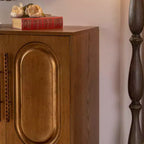 ModernLuxe Madia Credenza con 4 Ante, Tavolo Consolle in Legno con Ripiano Regolabile, Marrone - ModernLuxe