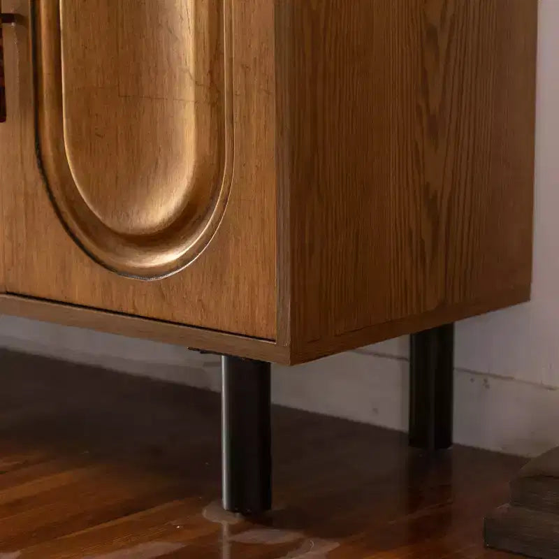 ModernLuxe Madia Credenza con 4 Ante, Tavolo Consolle in Legno con Ripiano Regolabile, Marrone - ModernLuxe