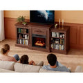 Acekool 67 Electric Fireplace TV Stand, Gray Media Console with Mantel & Cabinets, 18 Remote Fireplace Insert, Entertainment Center