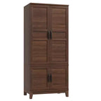 GustoWave Armadio Guardaroba con 4 Ante, Armadio in Legno da 72 pollici, Mobile Guardaroba Alto Autoportante con Ripiani Regolabili