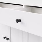 Isola da Cucina da 189 cm con Tavolo da Pranzo Estensibile, Carrello con 4 Armadietti, 2 Cassetti, Porta Spezie, Ripiani Regolabili