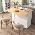 Isola da cucina con anta a ribalta, carrello multiuso con organizer estraibile a 3 livelli, ripiano interno, carrello su ruote con portasalviette e 2 cassetti