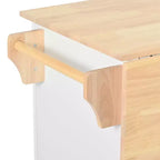 Isola da cucina con anta a ribalta, carrello multiuso con organizer estraibile a 3 livelli, ripiano interno, carrello su ruote con portasalviette e 2 cassetti