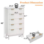 AMERLIFE Comodino con Cassetti Scanalati e Top in Finto Marmo, Cassettiera Ampia per Camera da Letto, Soggiorno, Corridoio, Ingresso