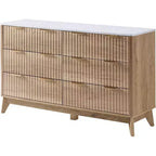 AMERLIFE Comodino con Cassetti Scanalati e Top in Finto Marmo, Cassettiera Ampia per Camera da Letto, Soggiorno, Corridoio, Ingresso