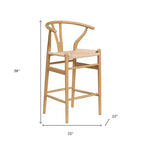 HomeRoots Sgabello da bar da 27 pollici beige e in legno massello naturale, altezza bancone