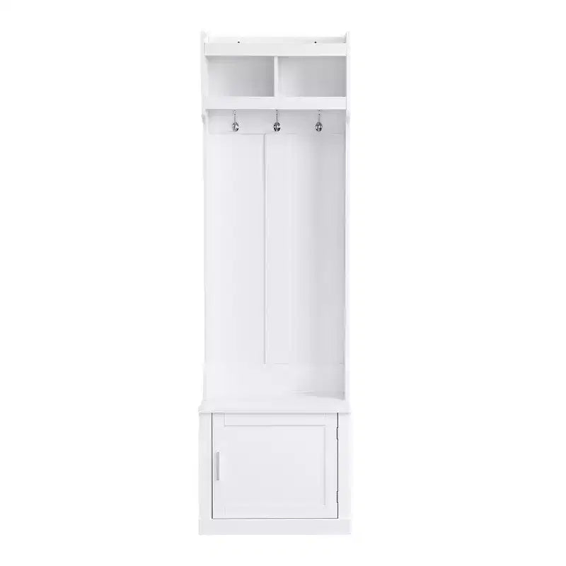CLIHOME Appendiabiti da Ingresso Minimalista con Mobiletto e 6 Ganci, Panca Contenitore Multifunzionale con Attaccapanni, Elegante Mobiletto da Foyer