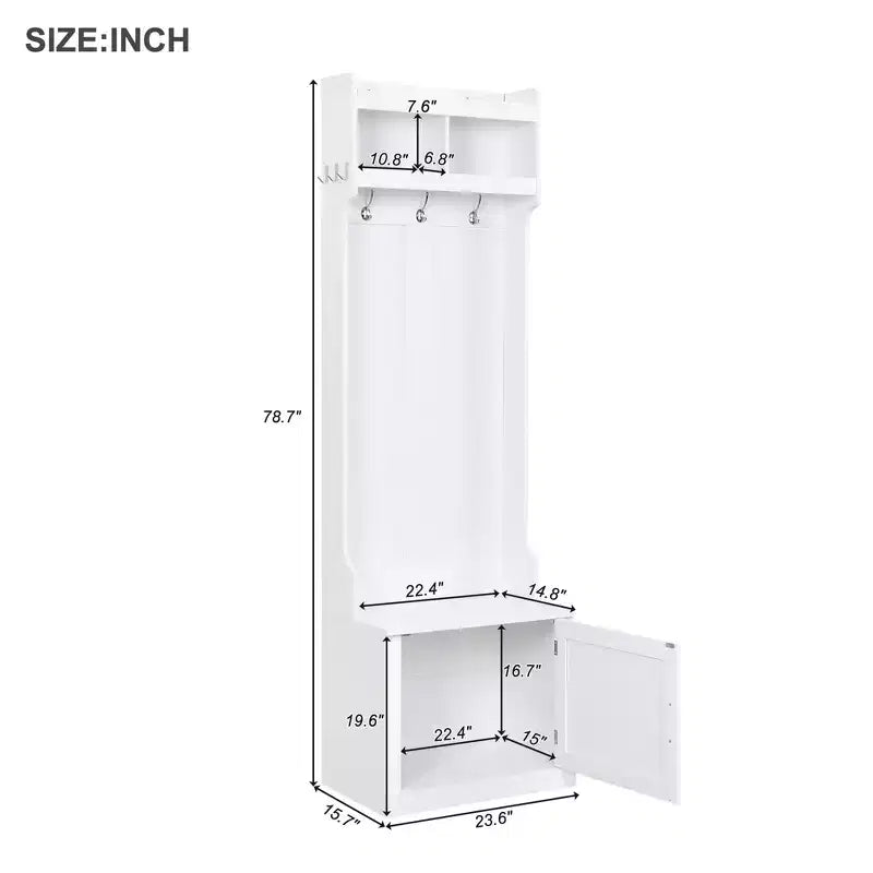 CLIHOME Appendiabiti da Ingresso Minimalista con Mobiletto e 6 Ganci, Panca Contenitore Multifunzionale con Attaccapanni, Elegante Mobiletto da Foyer