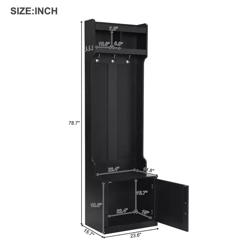 CLIHOME Appendiabiti da Ingresso Minimalista con Mobiletto e 6 Ganci, Panca Contenitore Multifunzionale con Attaccapanni, Elegante Mobiletto da Foyer