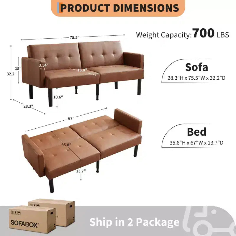 Divano letto a due posti, divano reclinabile regolabile in 3 posizioni, design rialzato da terra per una facile pulizia, divano pieghevole moderno per soggiorno, appartamento, ufficio