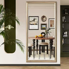 Specchio Whisen a figura intera da pavimento o da parete con cornice in legno, 32*70