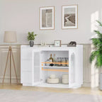 COZONY Mobile credenza 48" con 3 cassetti, ante in vetro e luci a LED, credenza moderna da bar per cucina e sala da pranzo