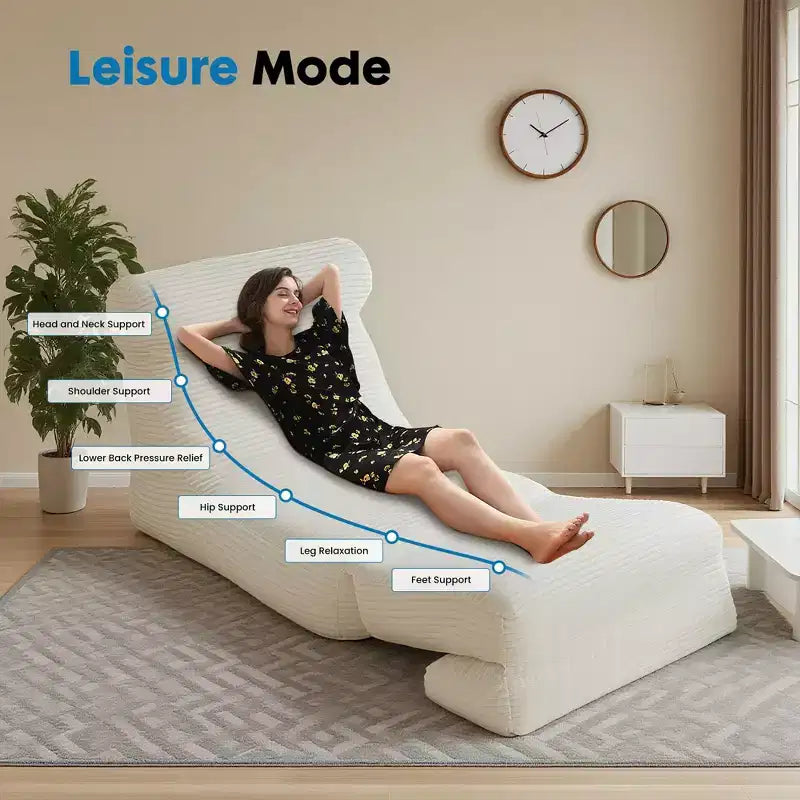 JIONJOY Divano Letto Convertibile 3-in-1 - Poltrona Letto con Schiuma ad Alta Densità, Lettino Pieghevole Portatile - Bianco