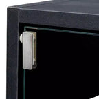 Scarpiera Okak con tre ante in vetro, porta scarpe con maniglia in metallo, porta scarpe per ingresso, soggiorno