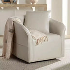 Studio 55D Sedia Girevole in Similpelle Color Crema Charlie
