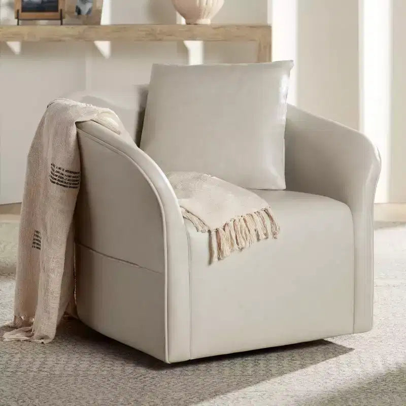 Studio 55D Sedia Girevole in Similpelle Color Crema Charlie