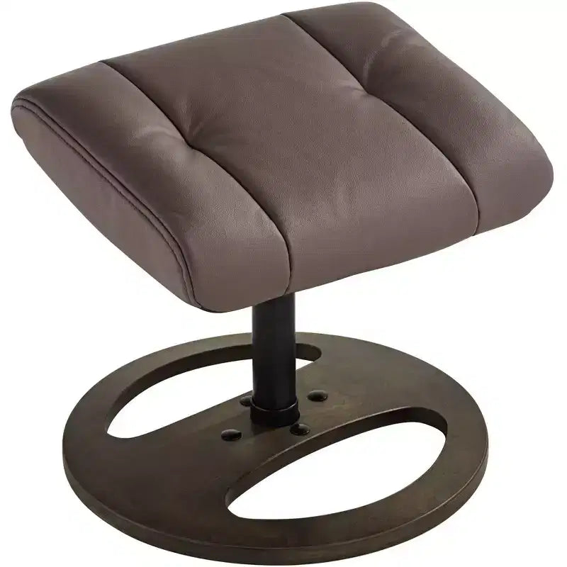 Poltrona Reclinabile Moderna BenchMaster Bruce in Similpelle Marrone Cioccolato con Poggiapiedi Ottomano, Girevole Manuale Ergonomica per Camera da Letto