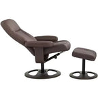 Poltrona Reclinabile Moderna BenchMaster Bruce in Similpelle Marrone Cioccolato con Poggiapiedi Ottomano, Girevole Manuale Ergonomica per Camera da Letto