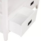 Hostack Tavolo Consolle da 36'' in Legno Stile Fattoria con 4 Cassetti e 1 Ripiano per Ingresso e Soggiorno, Bianco Antico