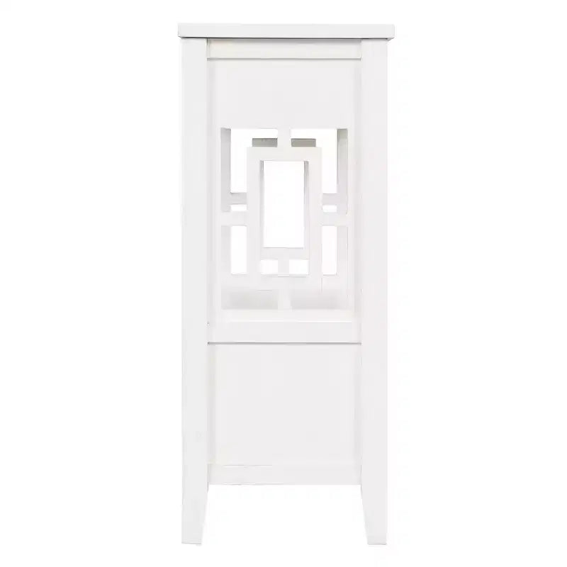 Hostack Tavolo Consolle da 36'' in Legno Stile Fattoria con 4 Cassetti e 1 Ripiano per Ingresso e Soggiorno, Bianco Antico