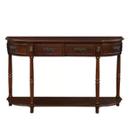 Hostack 52'' Tavolo Consolle Retrò Curvo in Legno con Ripiano Aperto e 2 Cassetti per Soggiorno e Ingresso, Ciliegio