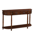 Hostack 52'' Tavolo Consolle Retrò Curvo in Legno con Ripiano Aperto e 2 Cassetti per Soggiorno e Ingresso, Ciliegio