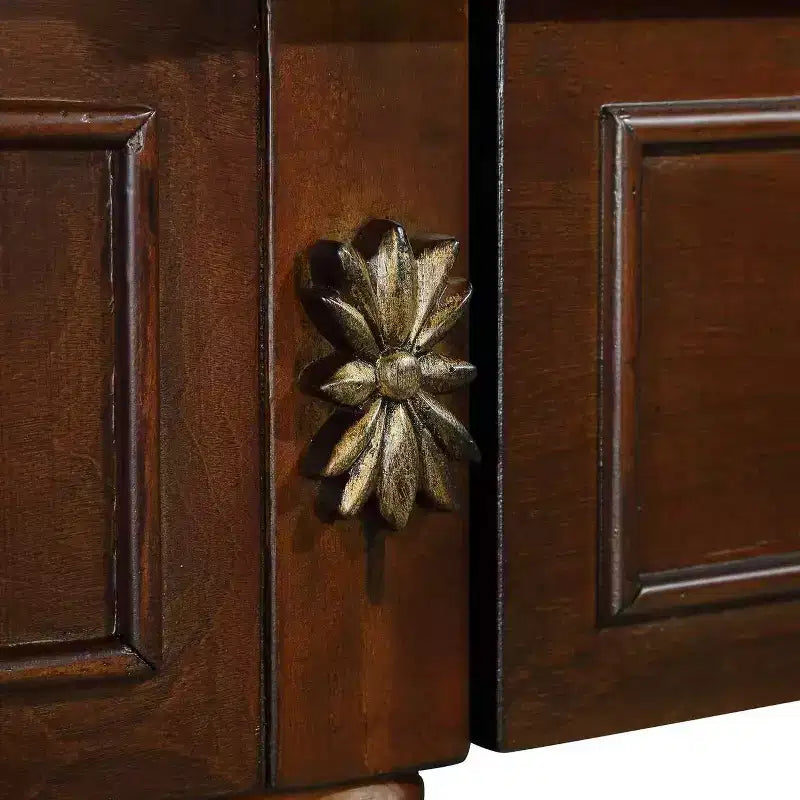 Hostack 52'' Tavolo Consolle Retrò Curvo in Legno con Ripiano Aperto e 2 Cassetti per Soggiorno e Ingresso, Ciliegio