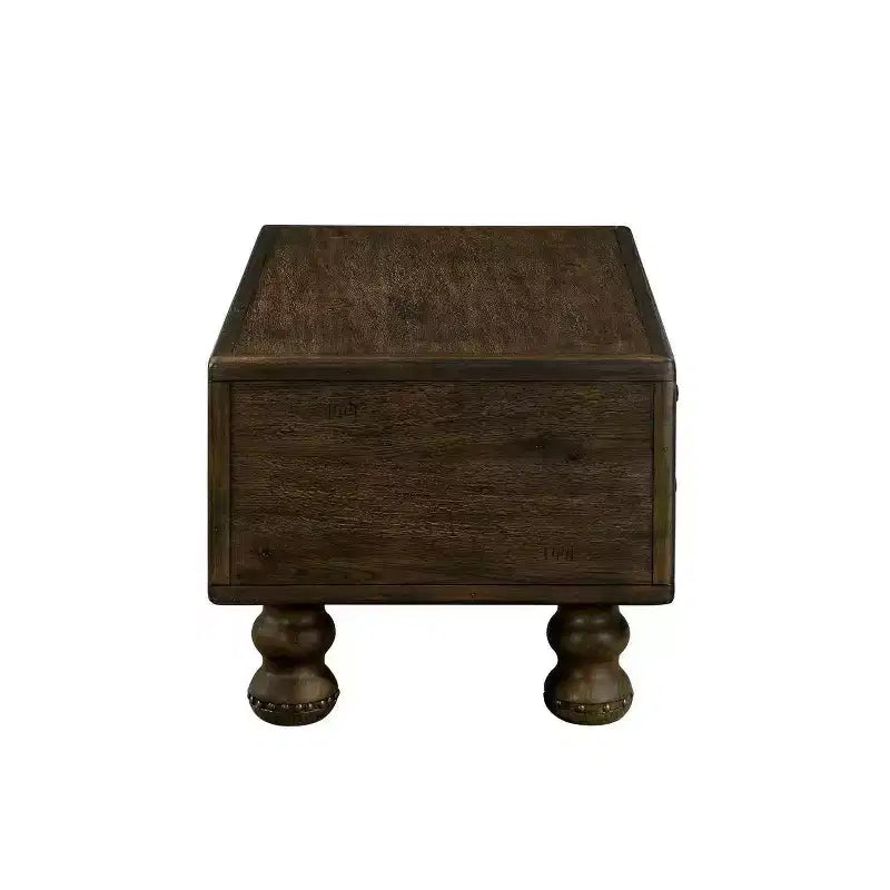 Tavolino da caffè in legno Hostack da 40'' con 4 cassetti e gambe decorate con rivetti per soggiorno, facile da montare, color espresso